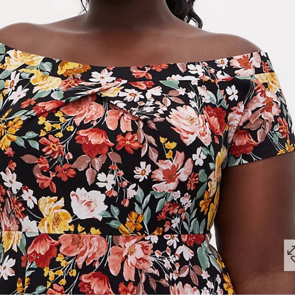 torrid Floral Mini Studio Luxe Ponte Off-Shoulder Skater Dress